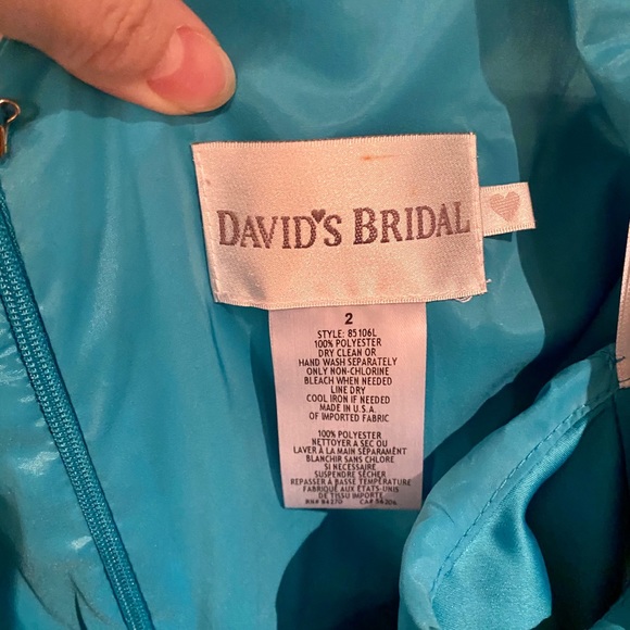 David’s Bridal Silky Teal One Shoulder short Dress - Picture 5 of 7